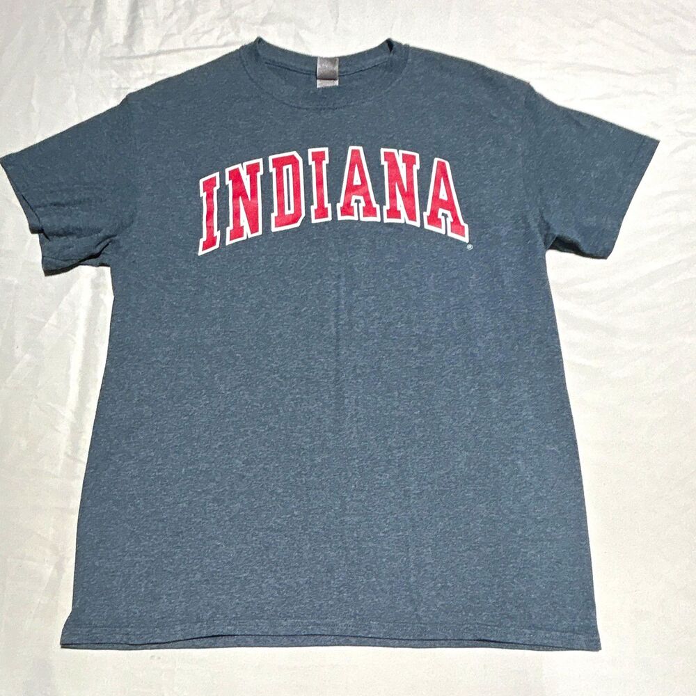 Indiana University Hoosiers T-Shirt Gildan Heather Dark Grey Mens Size Medium M